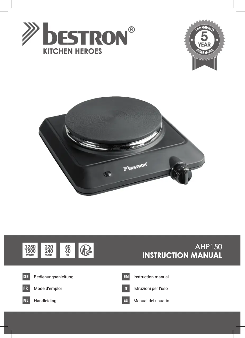 Page n°1 - Manuel utilisateur Bestron AHP150