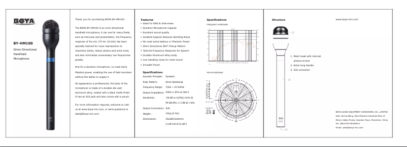 Page n°1 - Manuel utilisateur BOYA BY-HM100
