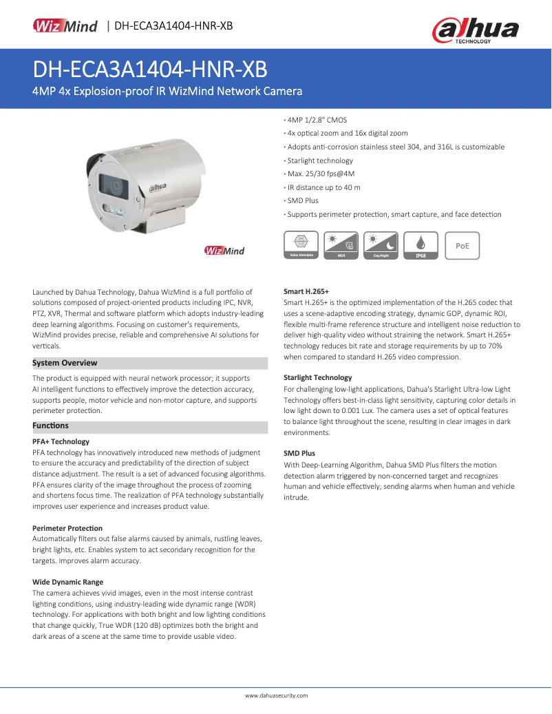Page n°1 - Fiche technique Dahua Technology ECA3A1404-HNR-XB