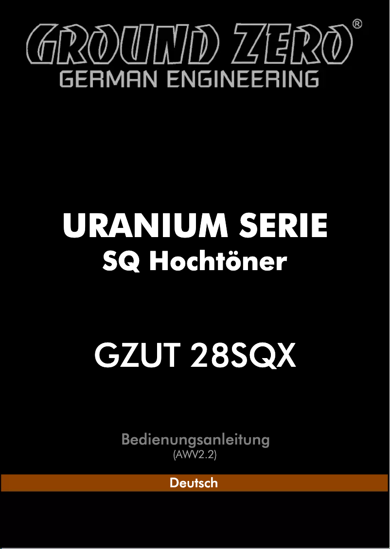 First page image of the manual for GZUT 28SQX