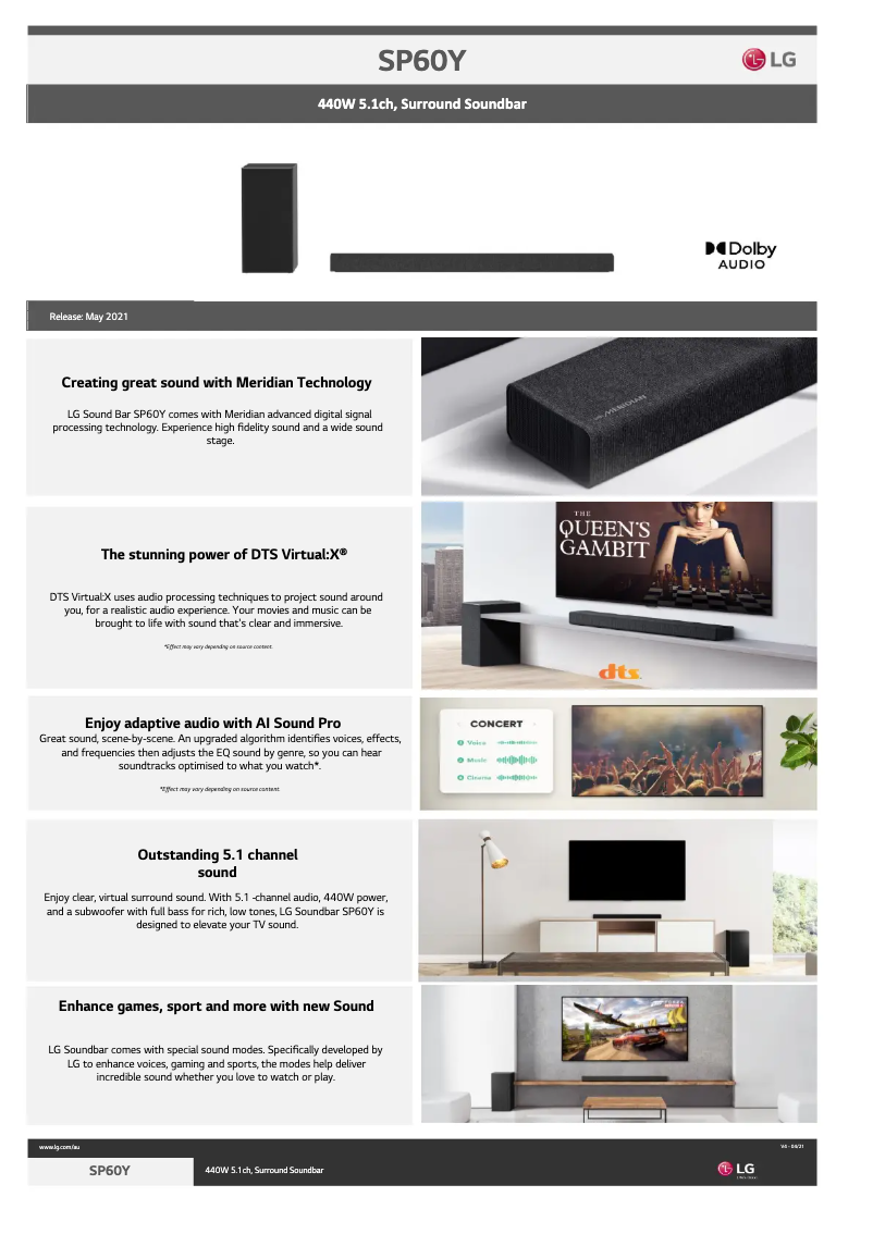 Page n°1 - Fiche technique LG SP60Y