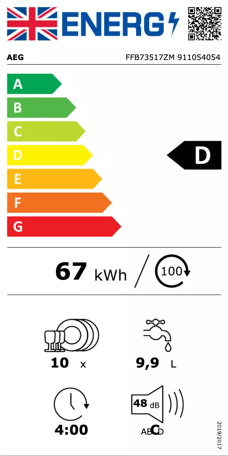 Page n°1 - Label énergétique AEG FFB73517ZM