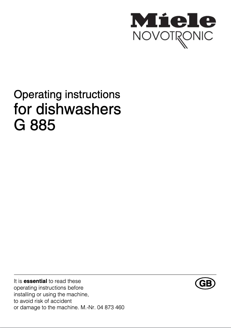 Page 1 de la notice Manuel utilisateur Miele G 885