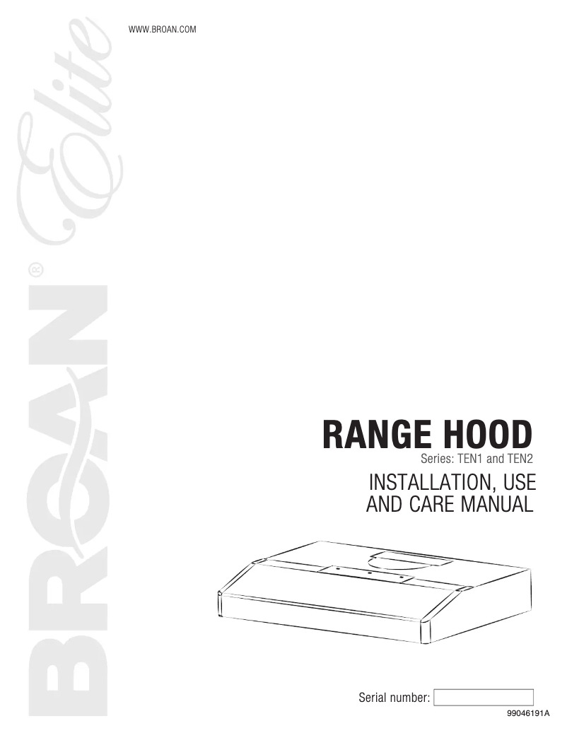 Page n°1 - Manuel utilisateur Broan TEN130SS
