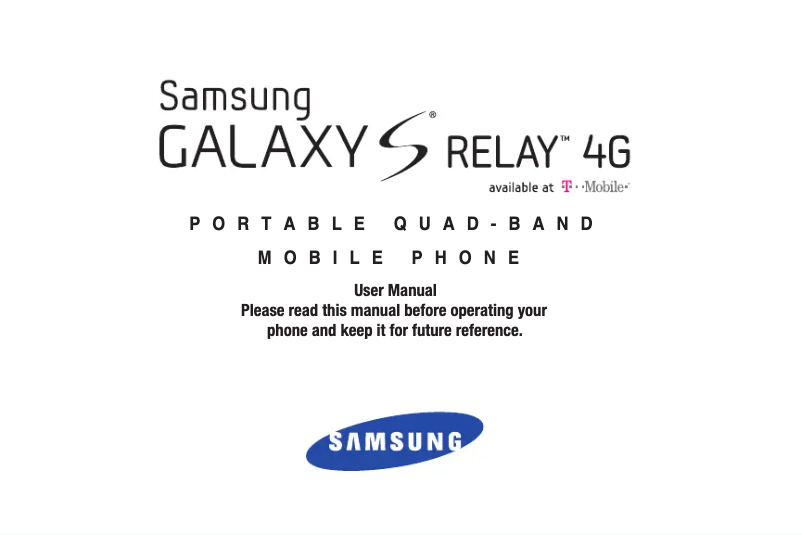 Image de la première page du manuel de l'appareil Galaxy S Relay 4G