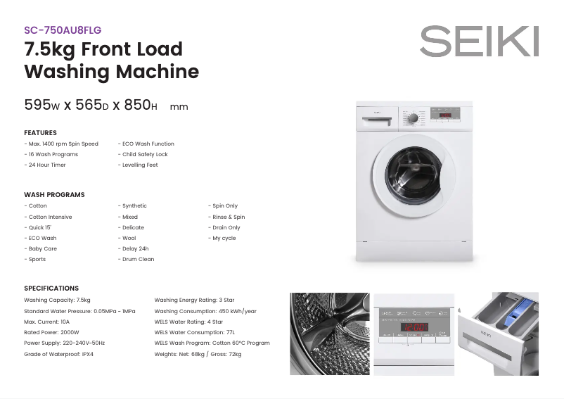 Image de la première page du manuel de l'appareil SC-750AU8FLG