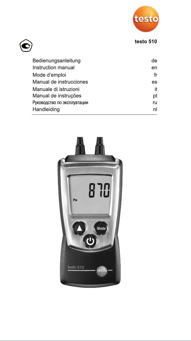 Page 1 de la notice Manuel utilisateur Testo 510