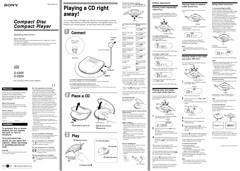 Image de la première page du manuel de l'appareil D-E505