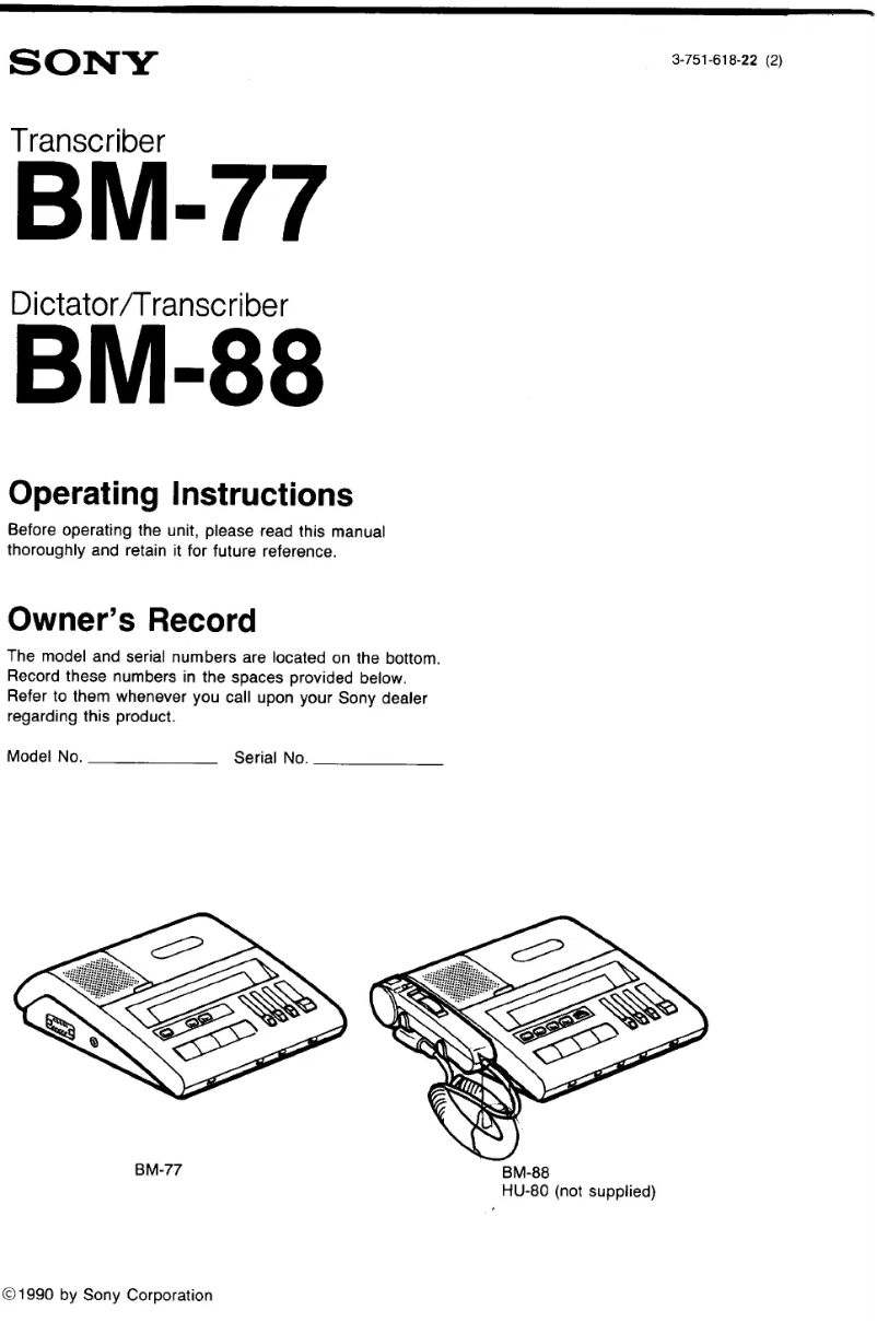 Image de la première page du manuel de l'appareil BM-77