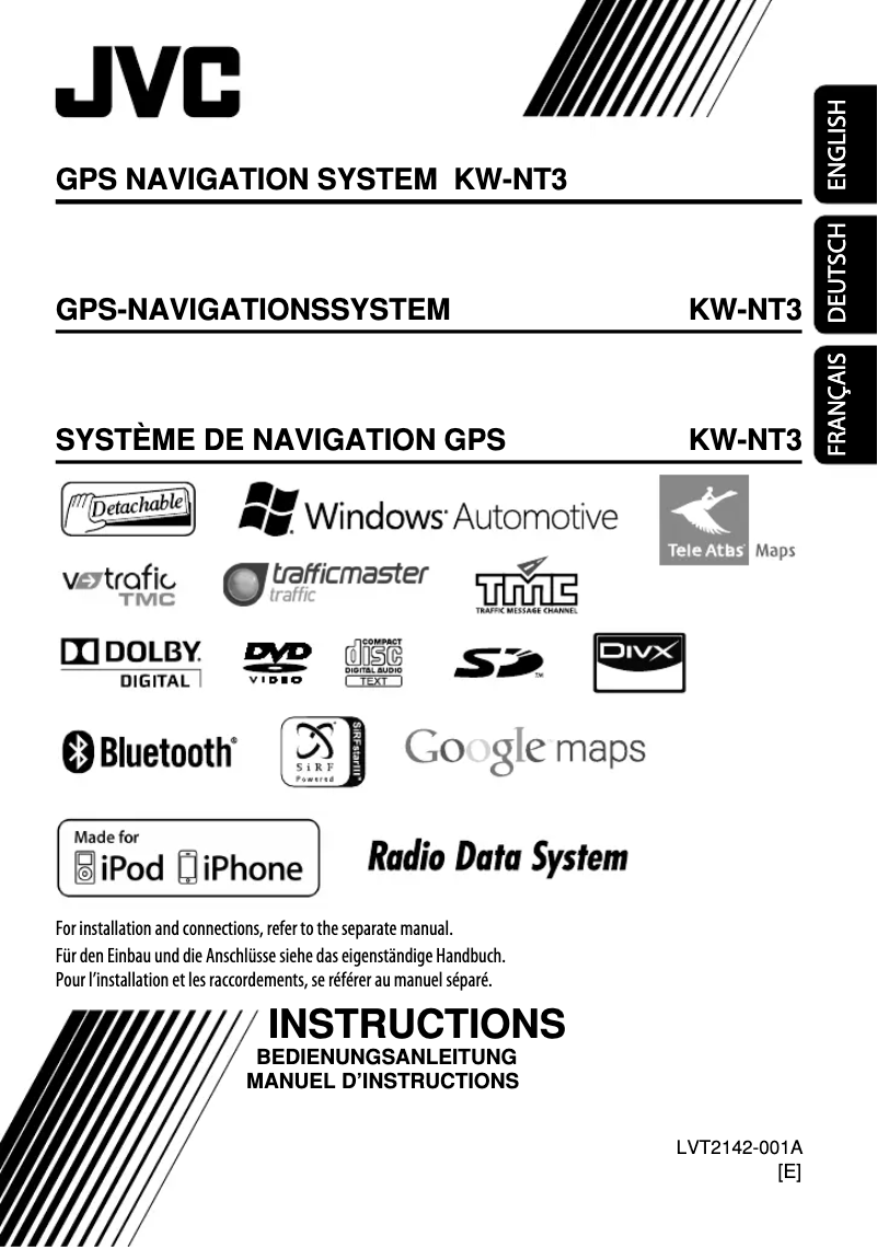 Page 1 de la notice Manuel utilisateur JVC KW-NT3