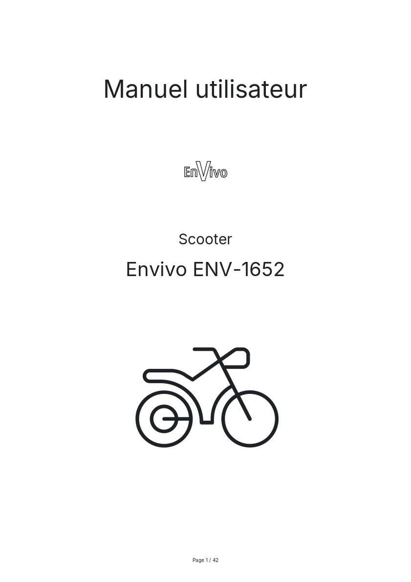 Page n°1 - Manuel utilisateur Envivo ENV-1652