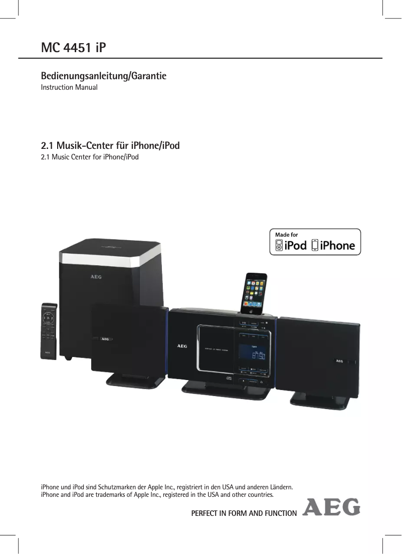 Page 1 de la notice Manuel utilisateur AEG MC 4451 iP