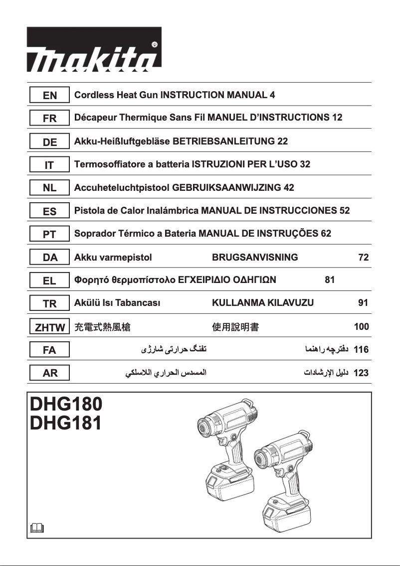 Page n°1 - Manuel utilisateur Makita DHG181
