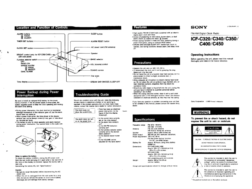 Image de la première page du manuel de l'appareil ICF-C400