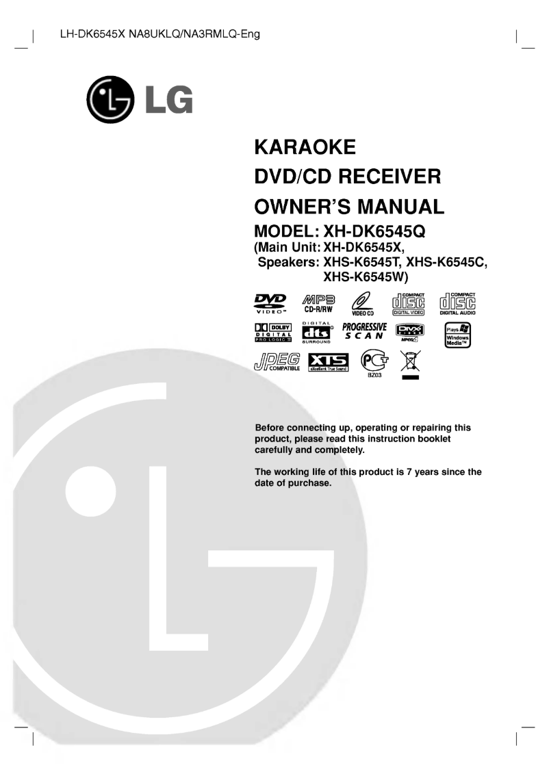 Image de la première page du manuel de l'appareil XH-DK6545Q