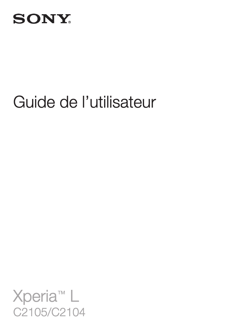 Page 1 de la notice Manuel utilisateur Sony Ericsson Xperia L C2104