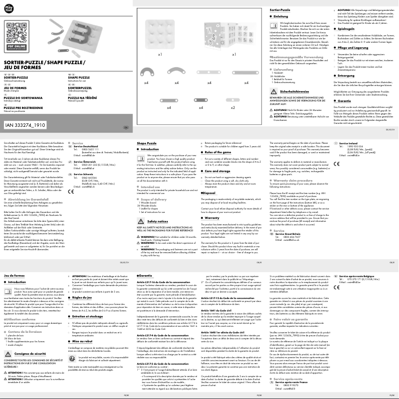 Page 1 de la notice Manuel utilisateur Playtive HG06089