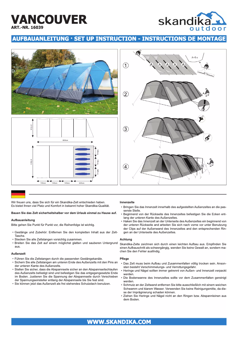 Page 1 de la notice Manuel utilisateur Skandika Vancouver