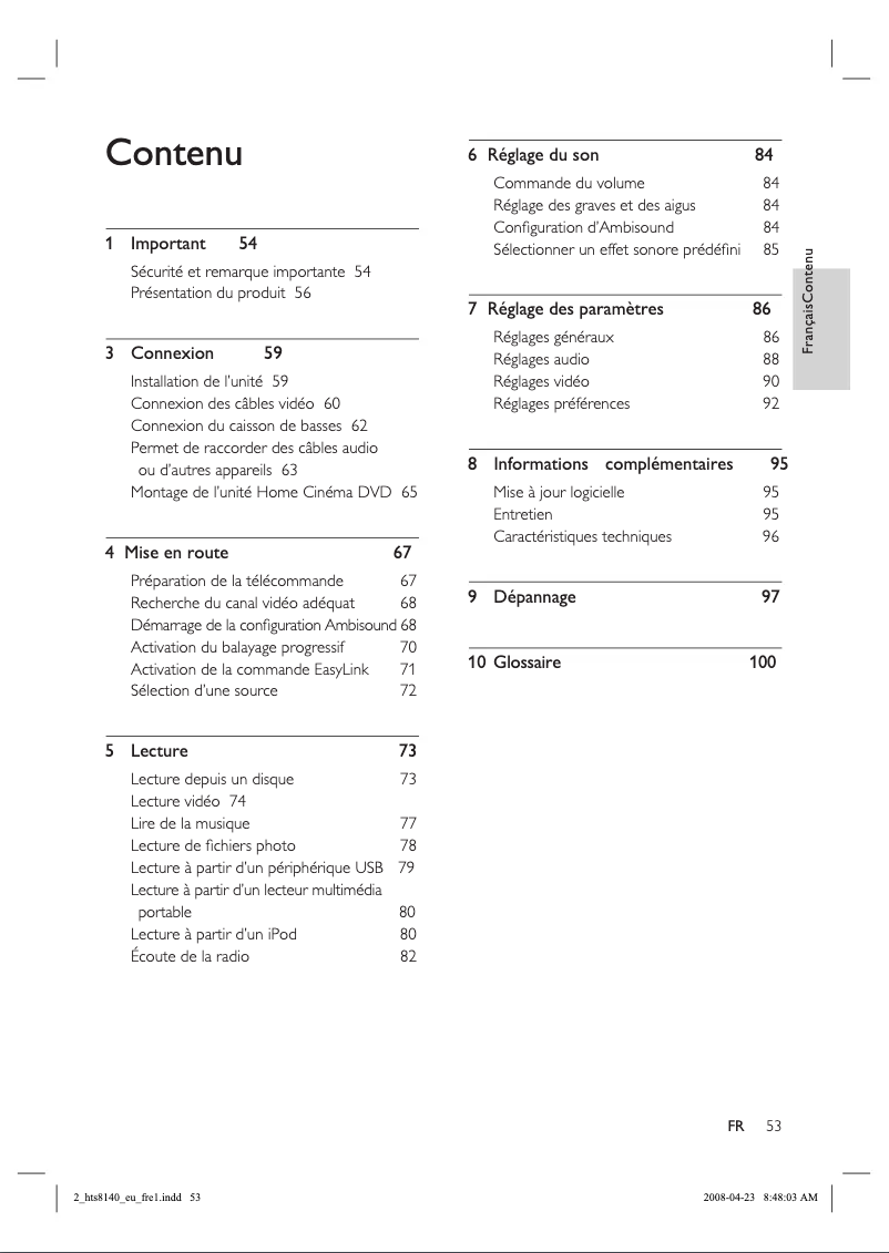 Image de la première page du manuel de l'appareil HTS8150