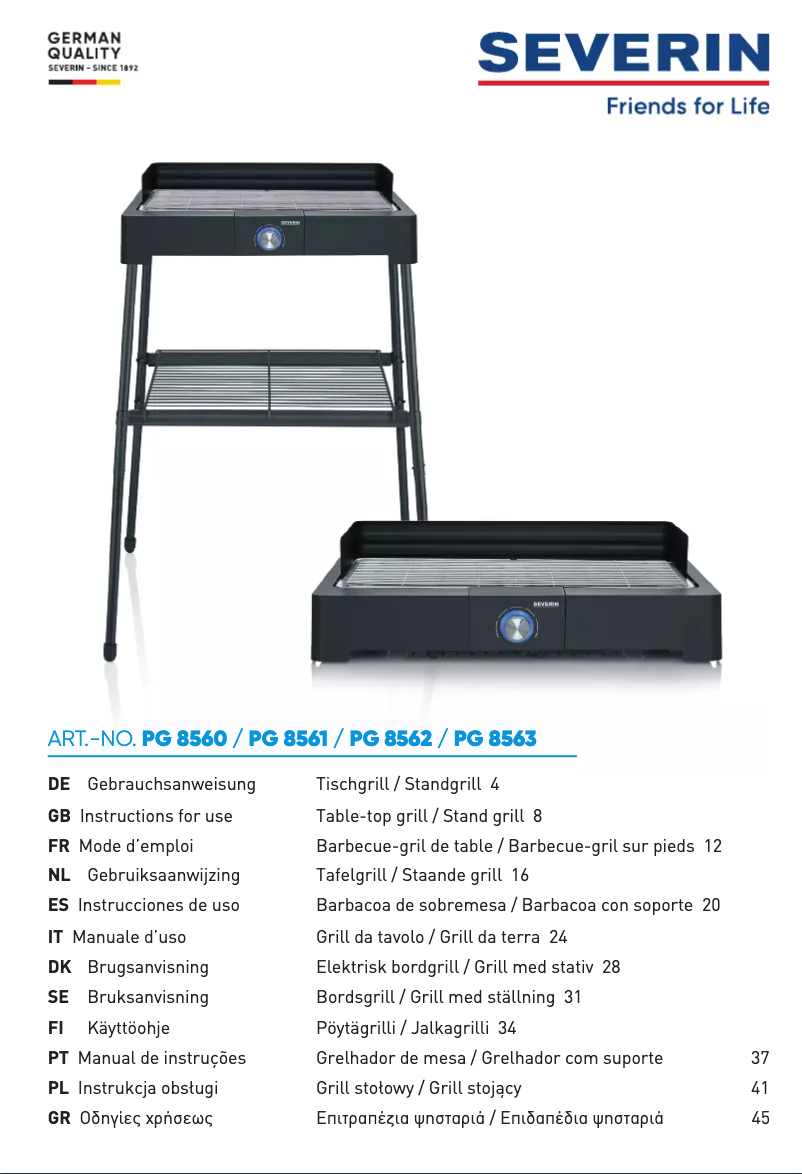 Page n°1 - Manuel utilisateur Severin PG 8562