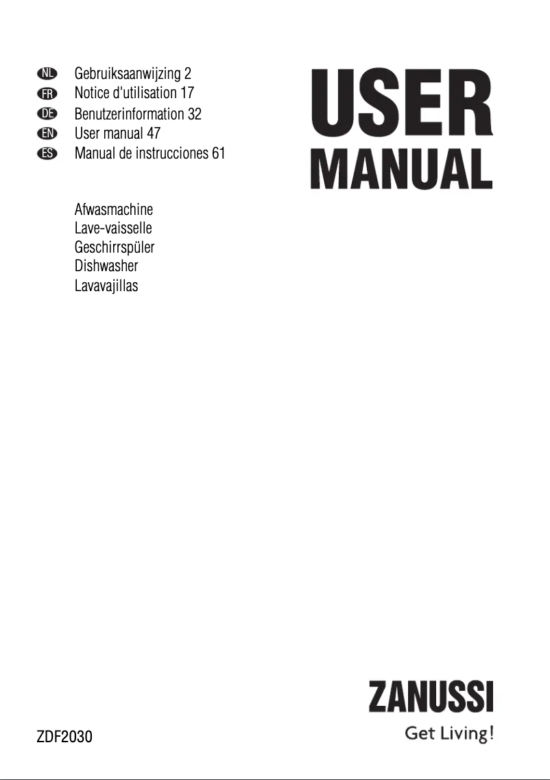 Page n°1 - Manuel utilisateur Zanussi ZDF2030