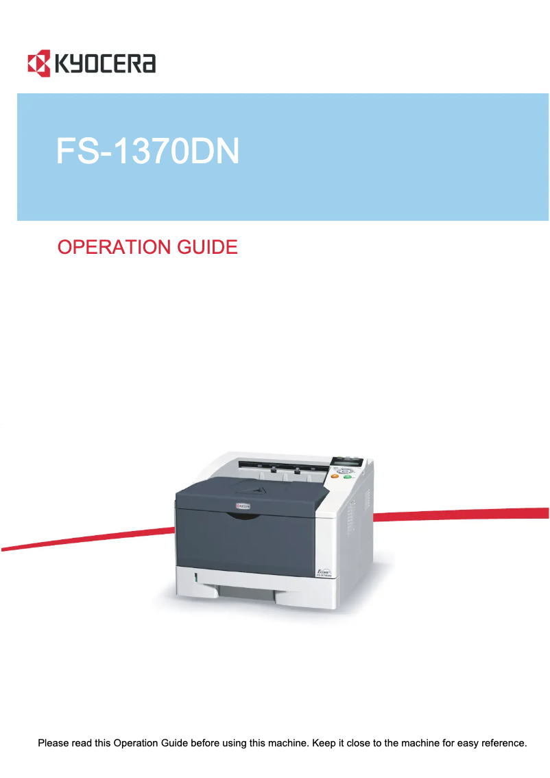 Image de la première page du manuel de l'appareil FS-1370DN/KL3