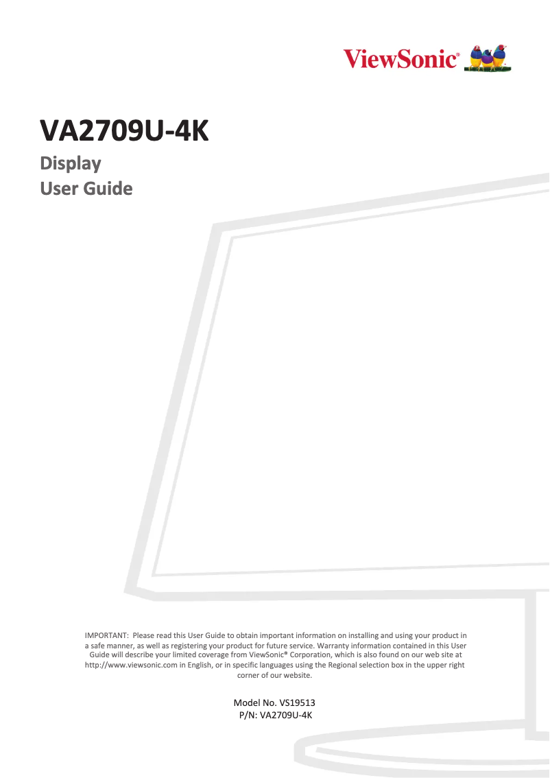 Page n°1 - Manuel utilisateur Viewsonic VA2709U-4K