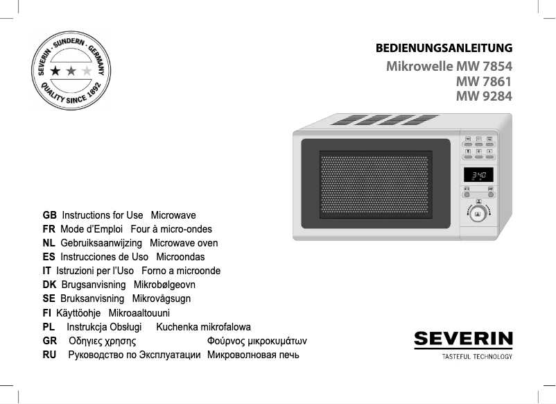 Page n°1 - Manuel utilisateur Severin MW 9284