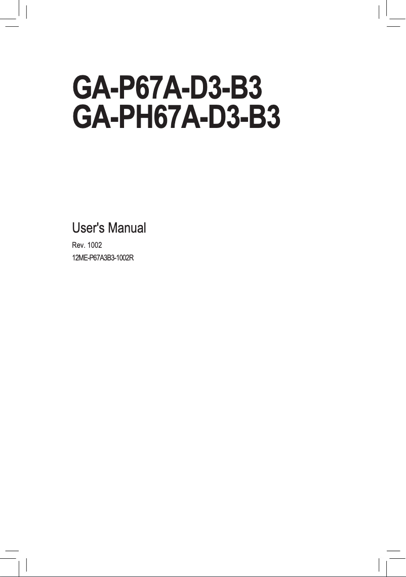 Page n°1 - Manuel utilisateur Gigabyte GA-PH67A-D3-B3