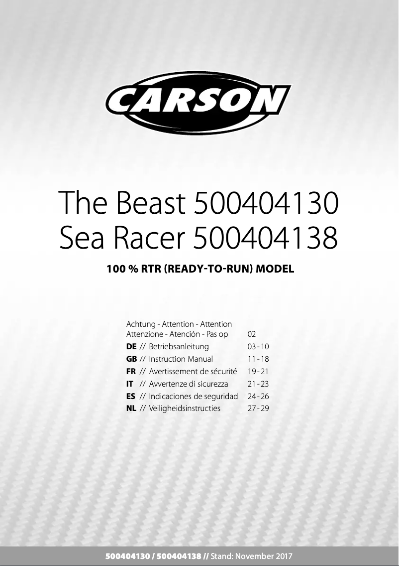 Page 1 de la notice Manuel utilisateur Carson The Beast