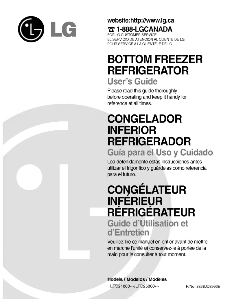 Page 1 de la notice Manuel utilisateur LG GR-F218JSKA