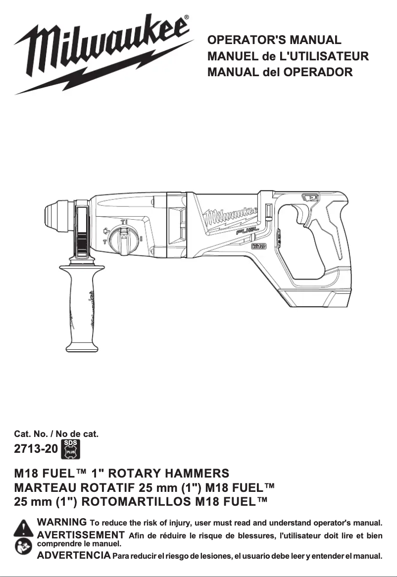 Page 1 de la notice Manuel utilisateur Milwaukee M18 Fuel 2713-22