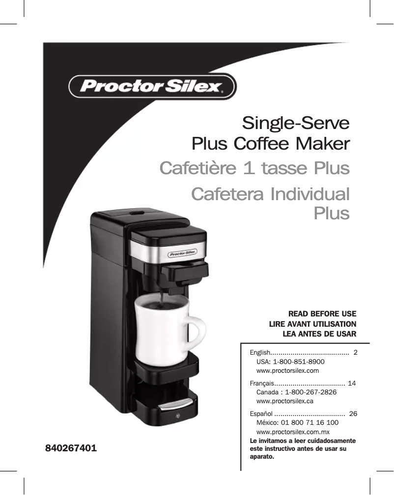 Image de la première page du manuel de l'appareil Single Serve Plus 49969