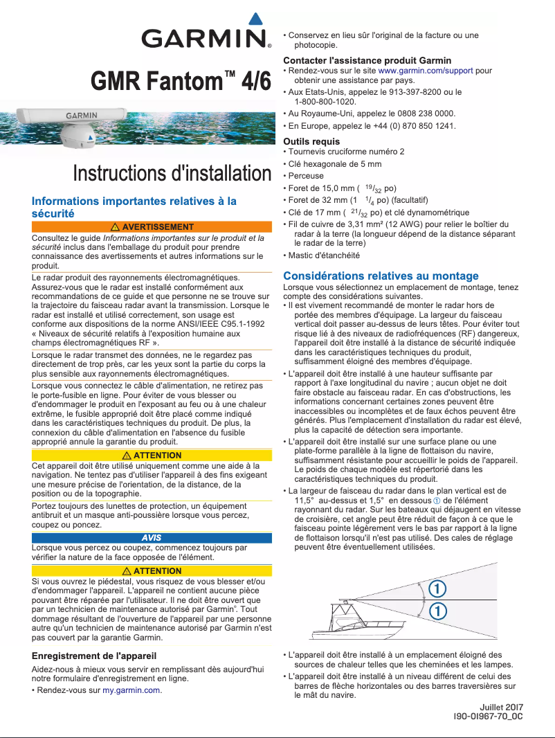 Page 1 de la notice Guide d'installation Garmin GMR Fantom 6