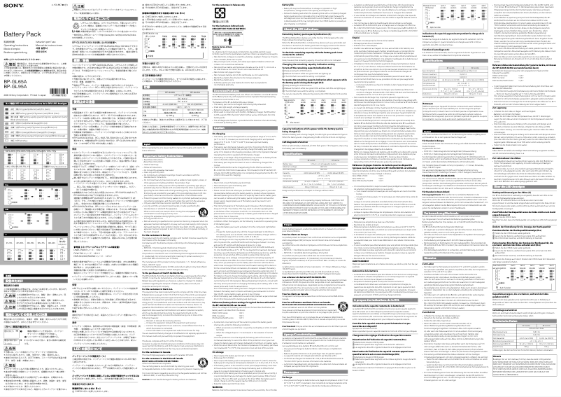 Page 1 de la notice Manuel utilisateur Sony BP-GL95A