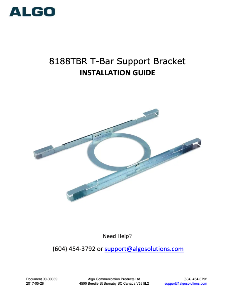 Page 1 de la notice Manuel utilisateur Algo 8188TBR