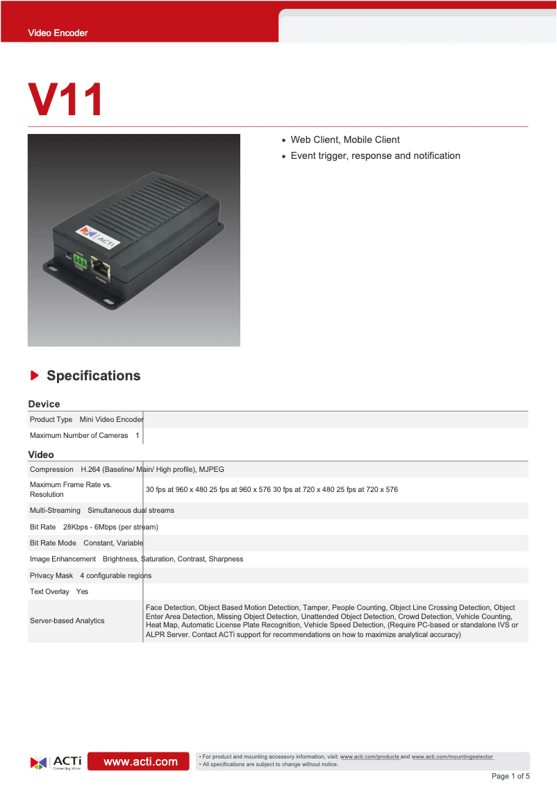 Image de la première page du manuel de l'appareil V11