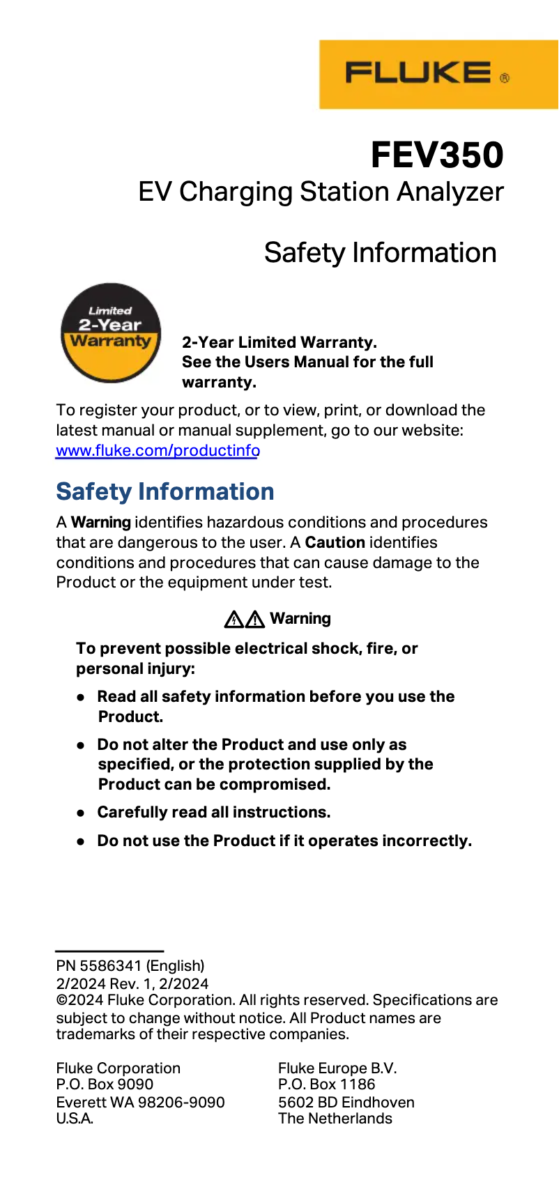 Image de la première page du manuel de l'appareil FEV350