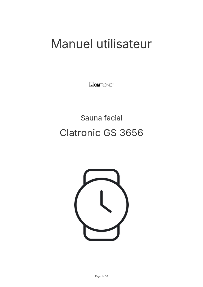 Page n°1 - Manuel utilisateur Clatronic GS 3656