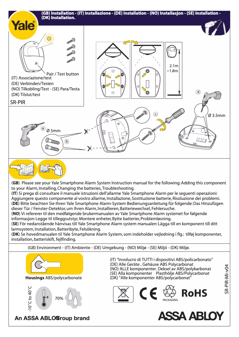 Image de la première page du manuel de l'appareil SR-A100-0PIR