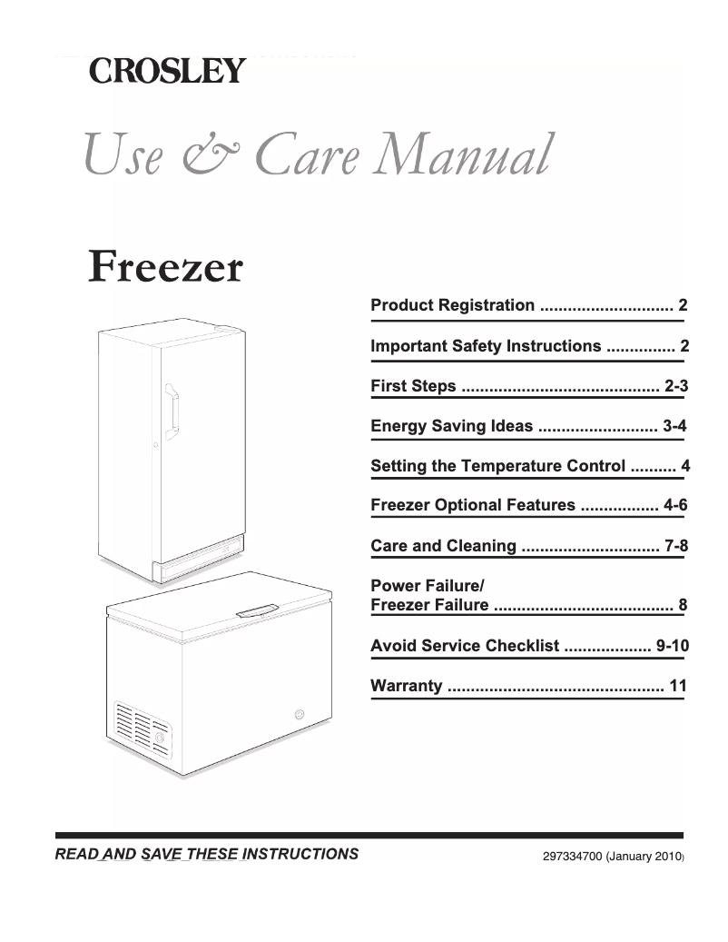 Page 1 de la notice Manuel utilisateur Crosley CFUFH17QW