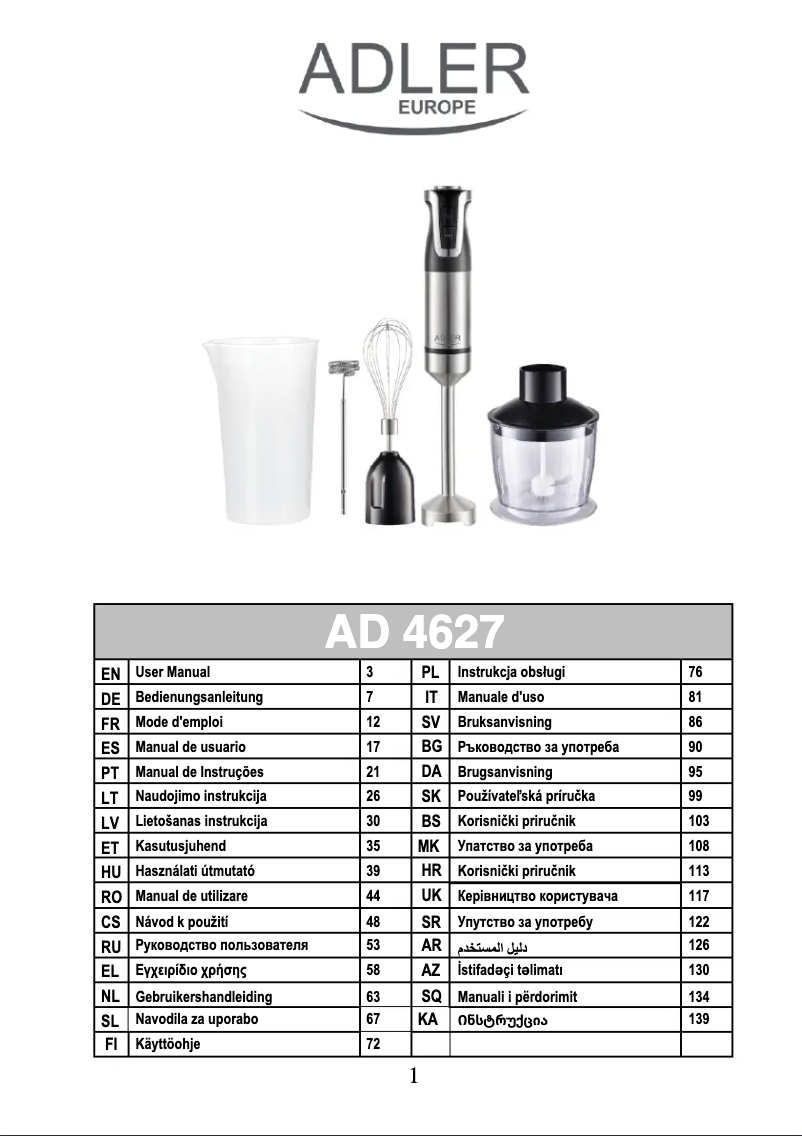 Image de la première page du manuel de l'appareil AD 4627
