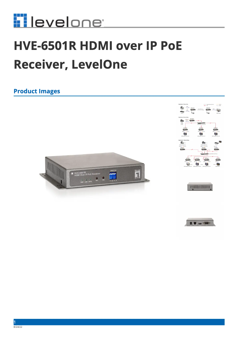 Page 1 de la notice Fiche technique LevelOne HVE-6501R