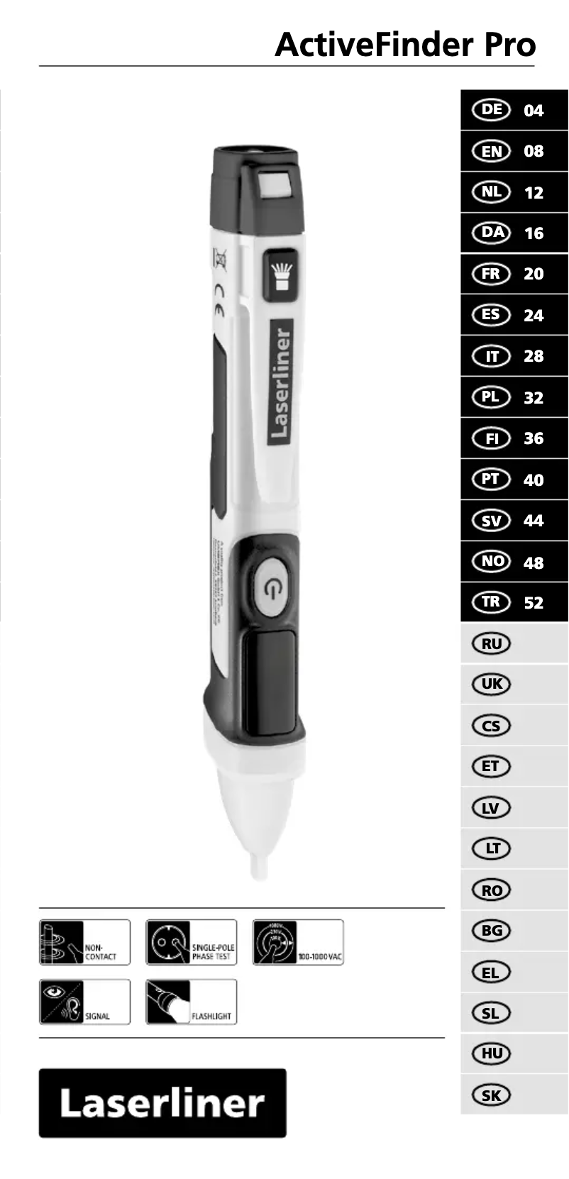 Page 1 de la notice Manuel utilisateur Laserliner ActiveFinder Pro