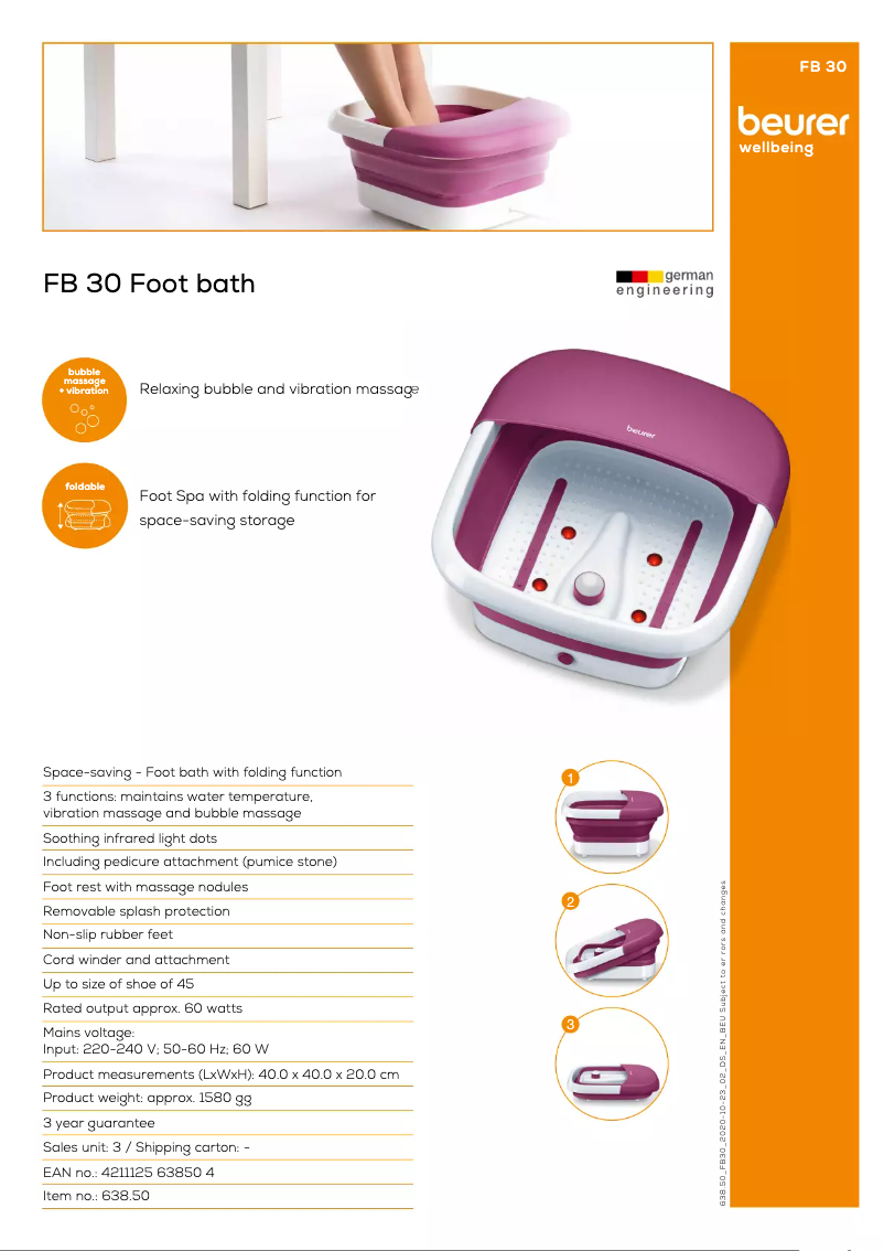 Page n°1 - Fiche technique Beurer FB 30