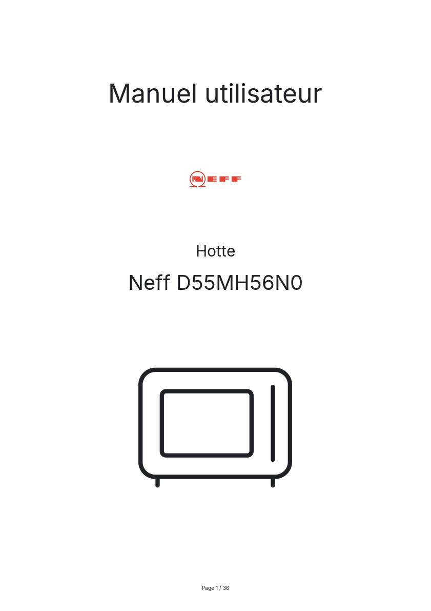 Page n°1 - Manuel utilisateur Neff D55MH56N0
