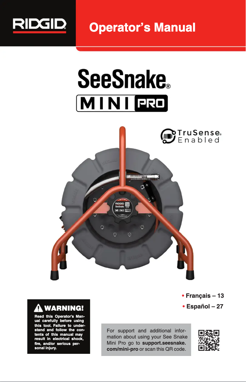Image de la première page du manuel de l'appareil SeeSnake Mini Pro