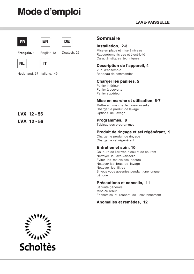Image de la première page du manuel de l'appareil LVX 12-56