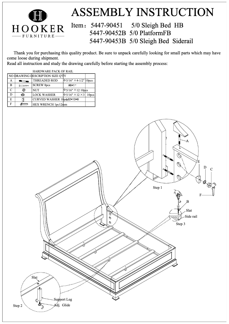 Page 1 de la notice Manuel utilisateur Hooker 5447-90452B