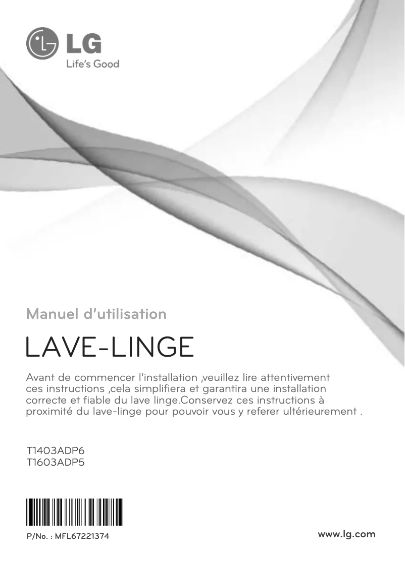 Page 1 de la notice Manuel utilisateur LG T1603ADP5